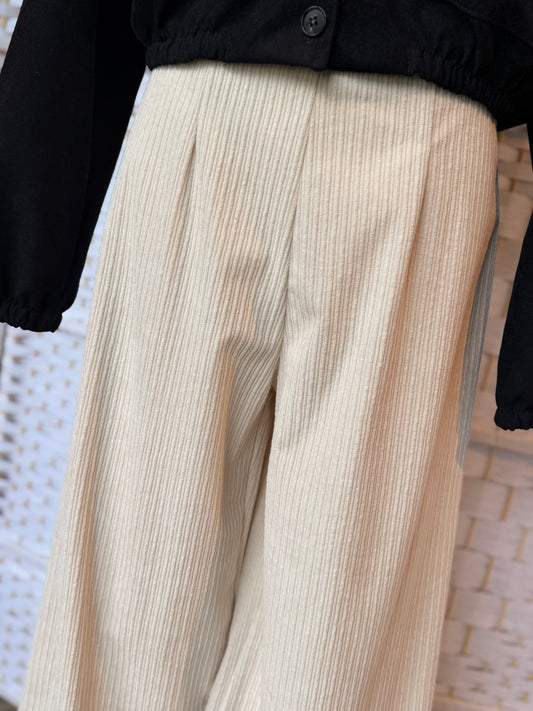 Broek Avola Ribfluweel Offwhite TU