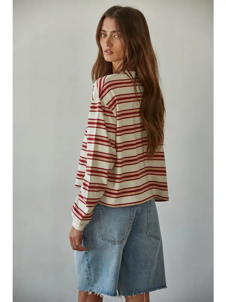 Gestreepte Trui Rood