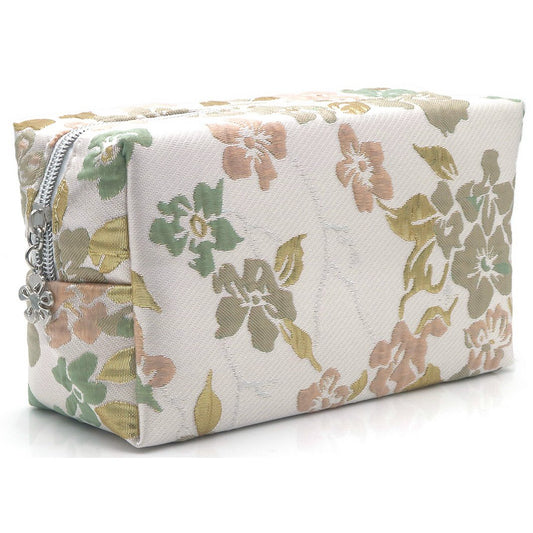 Make Up Bag Flowers Beige