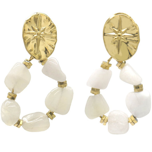 Earrings Gold white