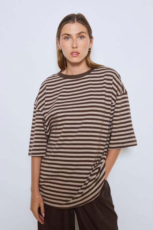 T-shirt Stripes Chocolat TU