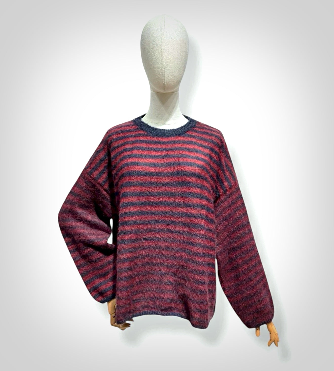 Ultra Fluffy Striped Long Sleeve Knit Sweater