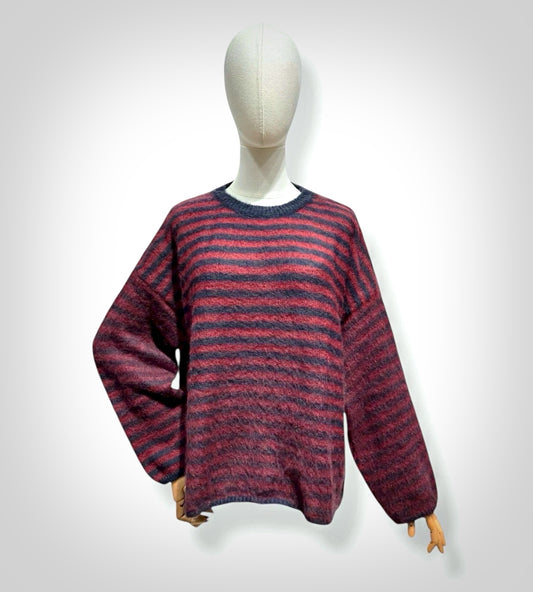 Ultra Fluffy Striped Long Sleeve Knit Sweater