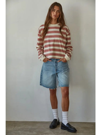 Gestreepte Trui Rood