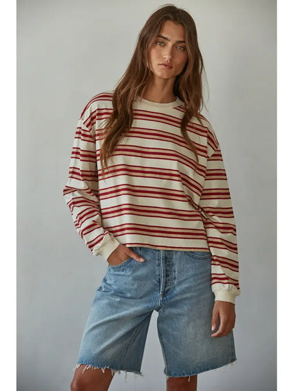 Gestreepte Trui Rood