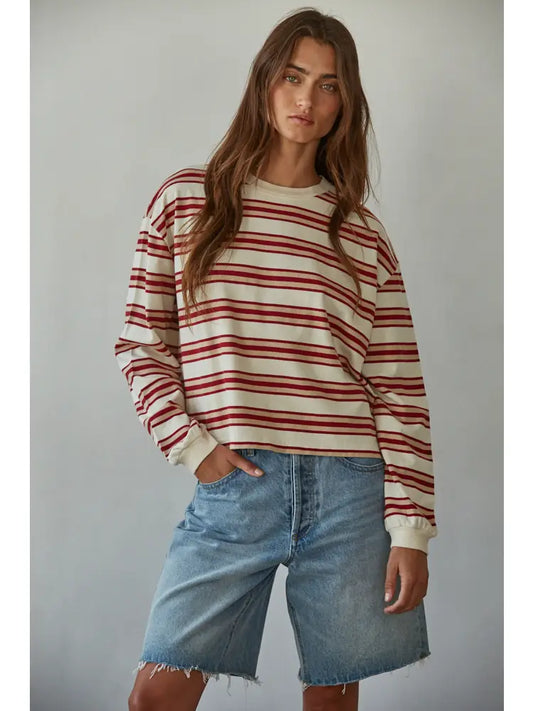 Gestreepte Trui Rood