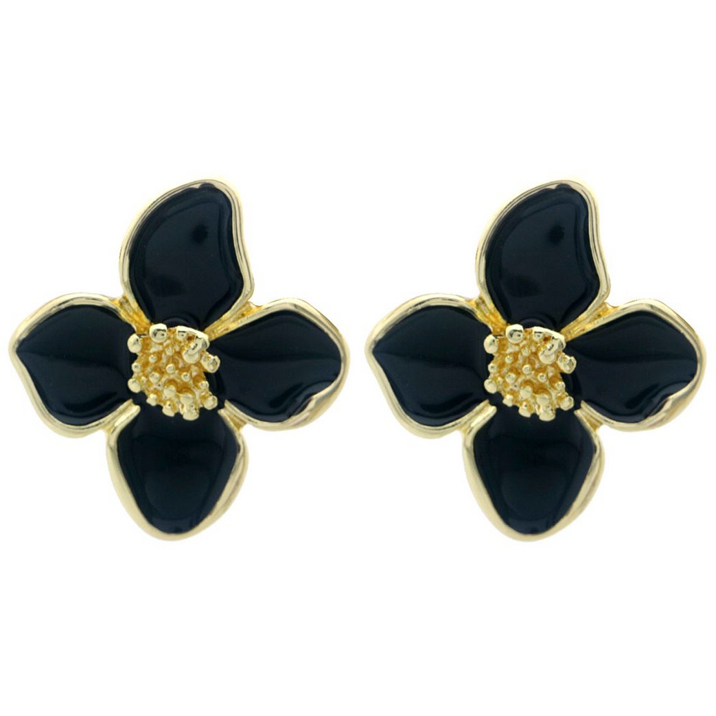 Earrings Flower Zwart