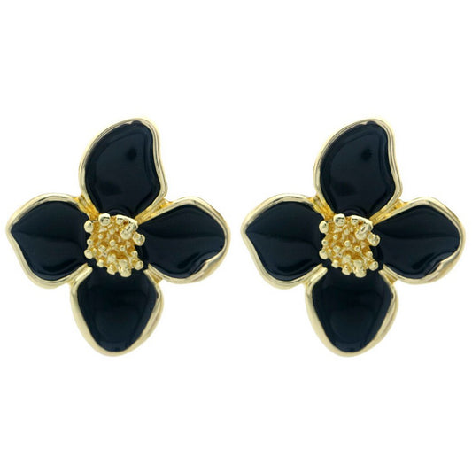 Earrings Flower Zwart