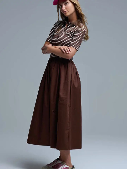 Midi-jurk met gestreepte polo-top